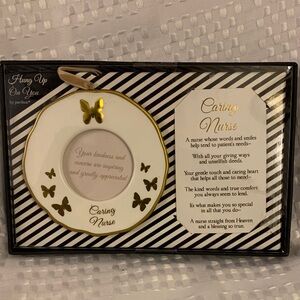 Caring Nurse decorative ornament or picture frame, diameter of 4 inches.